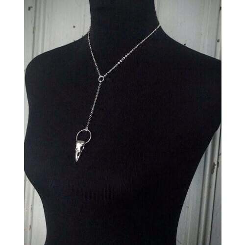 Bird Head Skull Skeleton Halloween Necklace Pendant-Witchy - Goth - Gothic - Spooky - Dark - Macabre