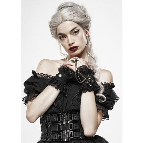 PUNKRAVE Womens Steampunk Sexy Queen Gorgeous Lace Vintage Gloves Punk Style Fashion Evening Dinner Prom Gloves