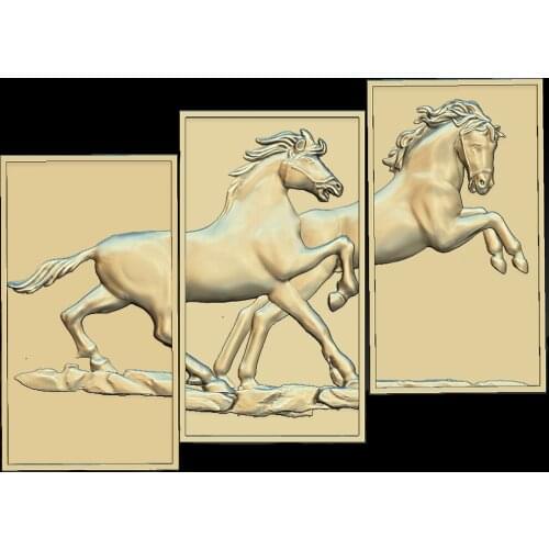 3pcs horse STL relief 3d Model for CNC Router 3D Printer Artcam Aspire Bas Relief