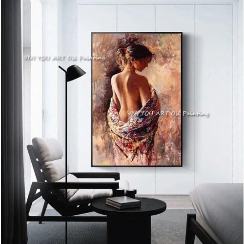 Handmade Naked Girl Woman Beautiful Back Fleshcolor Abstrat Oil Painting On Canvas Home Decor Wall Art Picture For Living Room