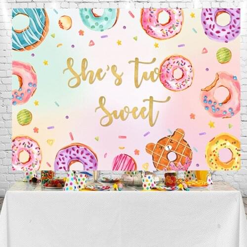 Sensfun Doughnutl and Sweet Two Backdrops Photographic Background Photo Studio Props Photocall Banner