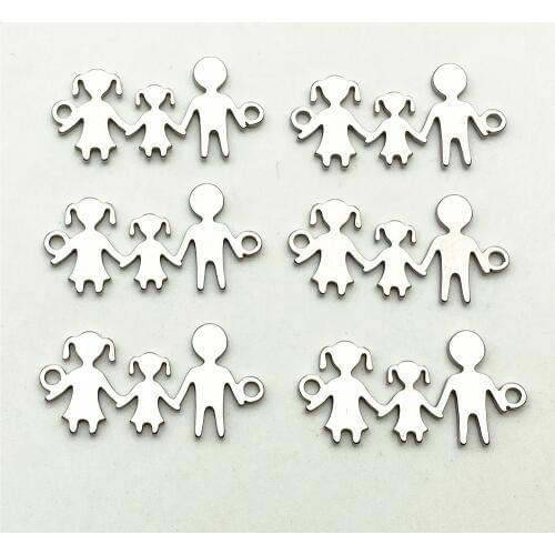 10pcs All Family Charm Stainless steel Jewelry Connect Use Members Hand In Hand Bracelet Necklace Connectors Diy Jewelry Making