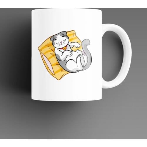 Scottish Fold 4 Patterned, Printed White Mug Cup, Porcelain Raw Material, Handle, Gift, quality Mug and Printing