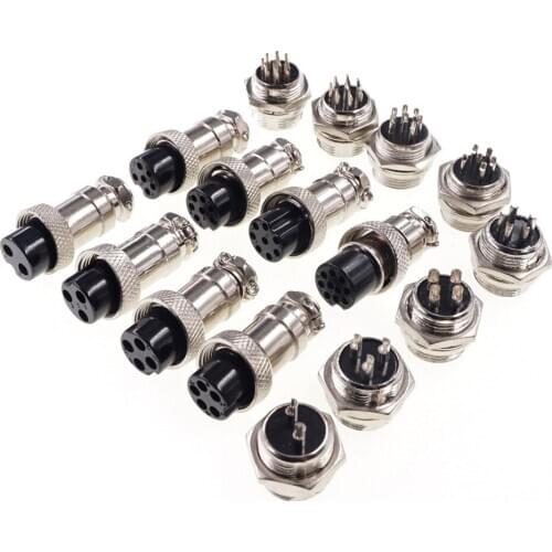 1set GX12 2/3/4/5/6/7 Pin Male + Female 12mm Circular Wire Panel Aviation Connector Socket Plug Vertical