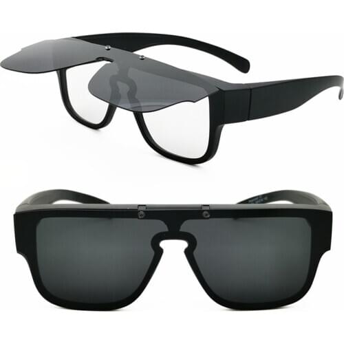 New style flip up and fit over UV polarized one body lens outdoor driving fishing rising sports square sunglasses for Myopia 501