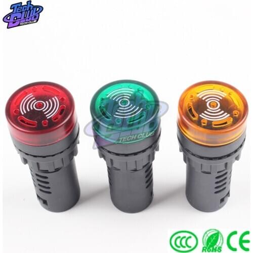 LED Active Buzzer Beep Alarm Indicator AD16-22SM 12V 24V 110V 220V Red Green Yellow Black LED Flash Signal Light Lamps