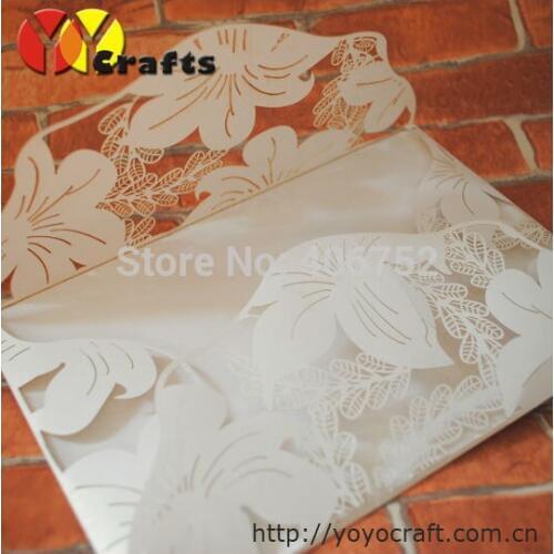 Unique paper invitation cards 15sets/lot laser cut elegant romantic wedding invitation card