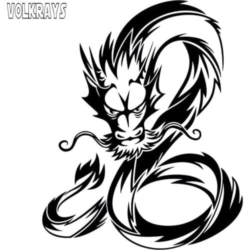 Volkrays Personality Car Sticker Chinese Dragon Stylish Styling Mythical Animal Accessories Vinyl Decal Black/Silver,18cm*23cm
