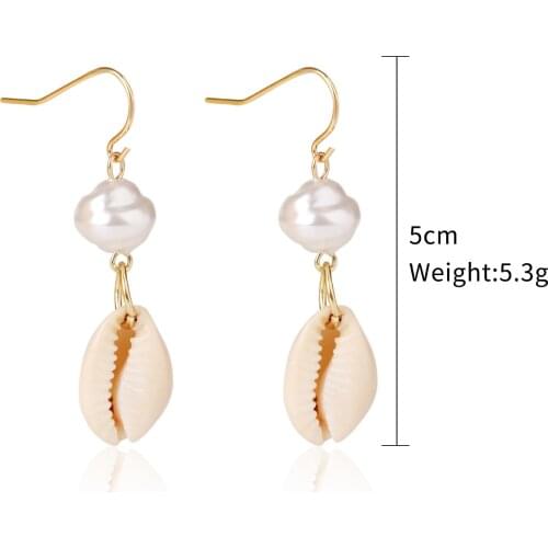Hoop Earrings For Women Natural Cowrie Shell Beads Hoop Earrings Statement Stud Drop Earrings Bohemia Hawaii Beach Jewelry