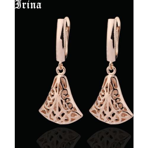 Irina 585 Classic Design Women Rose Gold Drop Earrings Vintage Hollow Bohemian Charming Dangle Earrings For Women Wedding