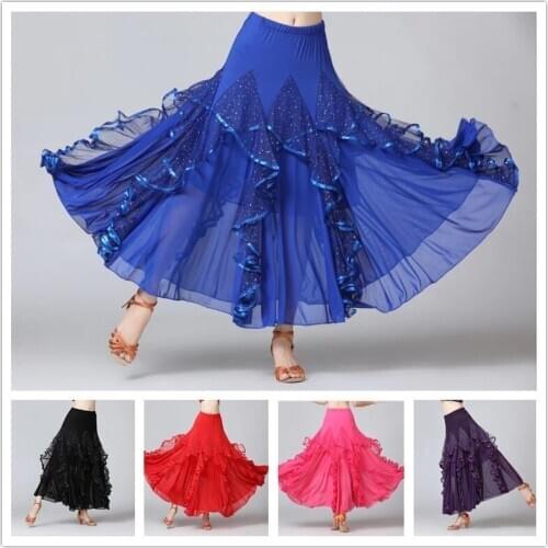 Lady Ballroom Dance Skirts Female National Standard Waltz Modern Long Skirts Tango Performance Costume Dancing Skirts
