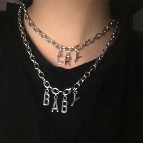 2021New Cry Baby Necklace For Women Gothic Letter Name Necklace Collar Collier Femme Necklace Gifts Alloy Charm di233