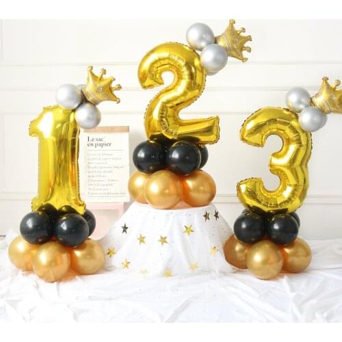 1Set Rose Gold Silver Balloons 32inch 0-9 Number Foil Balloon Kid Adult Birthday Party Decoration Baby Shower Helium Ball Globos
