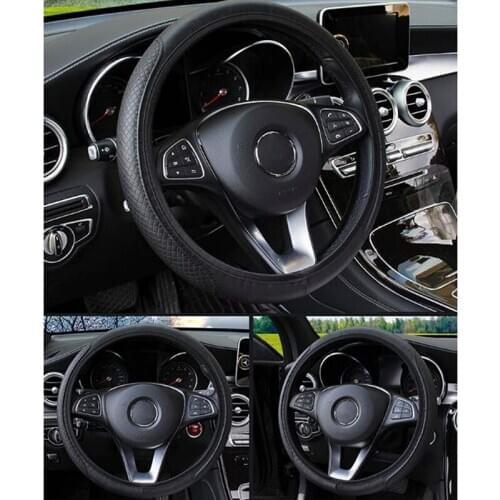 1pc Car Steering Wheel Cover Skidproof Auto Steering- wheel Cover Anti-Slip Universal Embossing Leather Car-styling