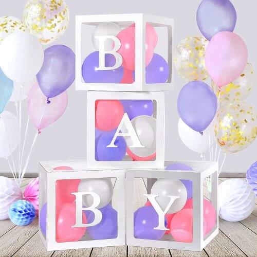 1pc Balloon Box Transparent A-Z 26 Letter Balloons Box Baby Shower Boy Girl 1st Birthday Party Decoration Wedding Party Supplies