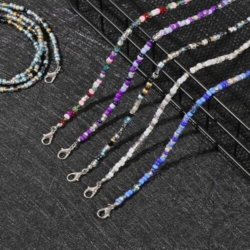 1PC Fashion Anti-lost Face Mask Lanyards Acrylic Beaded Chain Reading Glasses Chain Neck Straps Mask Cord Holder Extender