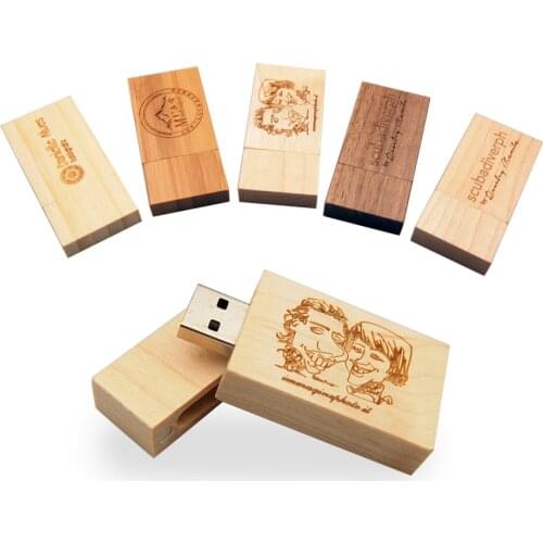10pcs Free custom logo) wooden USB flash drive USB + box pendrive 8GB 16GB 32GB 128GB custom LOGO for photography wedding gift