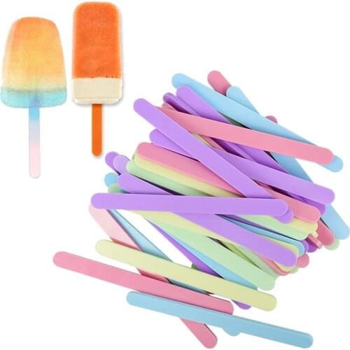 10pcs/lot Transparent Ice Cream Sticks Acrylic Cake Topper Gold Mirror Stick for Birthday Party Ice Cream Decorations