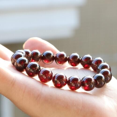 100% Garnet Bracelet Natural Wine Red Garnet Crystal Round Beads Nice Bracelet