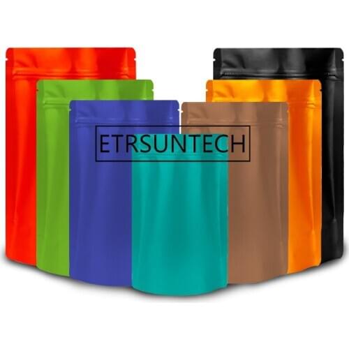 1000pcs/lot Colorful matte stand up pouch with zipper colorful aluminum foil Self seal bag tea coffee bean food packaging bags