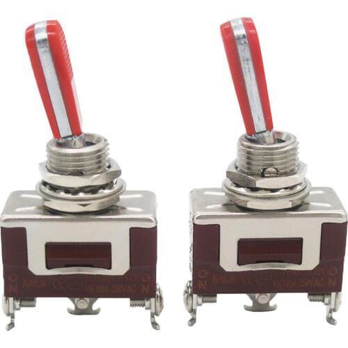 2pcs Ten(c)-1121-RR Heavy Duty Rocker Toggle Switch 16A 250V 20A 125V SPDT ON/ON Switch+2 Red 3 Terminal 2 Position Handle