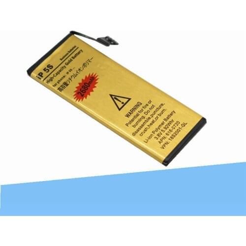 20pcs /lot 2680mAh 0 zero cycle Replacement Gold Li-Polymer Battery For iPhone 5S 5 S Accumulator Batteries