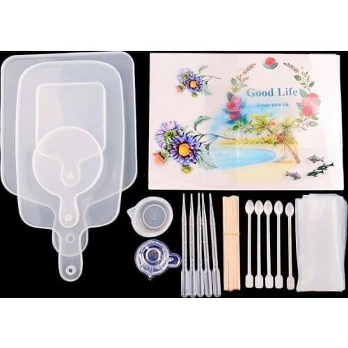 37Pcs Handle Tray Epoxy Resin Molds Set Silicone Mold UV Casting Tools Herramientas De Mano For DIY Crafts Jewelry Making