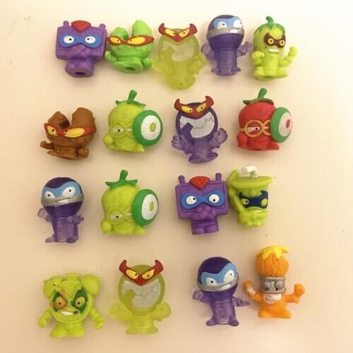 5pcs Superzings Series 1 2 3 5 Garbage Rubber Action Figures Toy 3cm No Cloak Super Zings Collection Model Dolls for Kids Gift