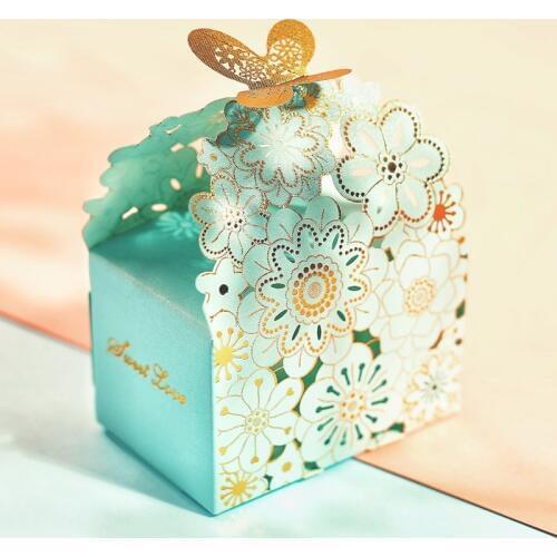 50pcs Pink/Red/Bule Baby Shower Candy Box Wedding Favors and Gifts Boxes Birthday Party Decoration for Guests