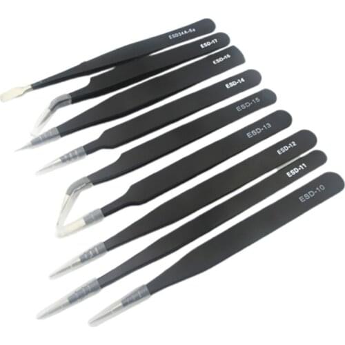 7PCS Precision Tweezers Set Premium Craft Tweezers Kit Stainless Steel Electronic Tweezers Anti-static Tools