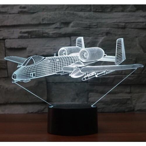 Aircraft Acrylic 3D LED Night Light 7 Colors Changing Remote Touch Switch Air Plane USB Table Desk Lamp for Kids Birthday Gift