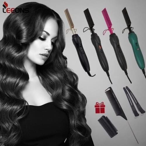 Alileader Hot Comb Electric Hot Comb Wet And Dry Hair Curler Comb Hot Straightening Heating Comb Iron Environmentally Gold Comb