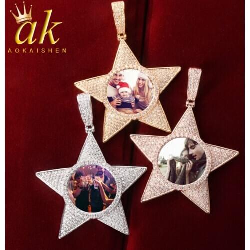 No Chain Custom Photo Pendant Medallion for Women 2020 Hip Hop Jewelry Solid Back