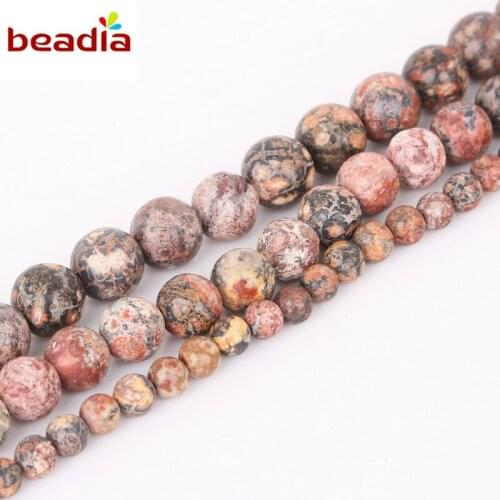 Dia 4/6/8/10/12mm Hole 1mm 32-95pcs/bag Natural Leopard Stripes Stone Beads For DIY Bracelet Necklace Jewelry Making