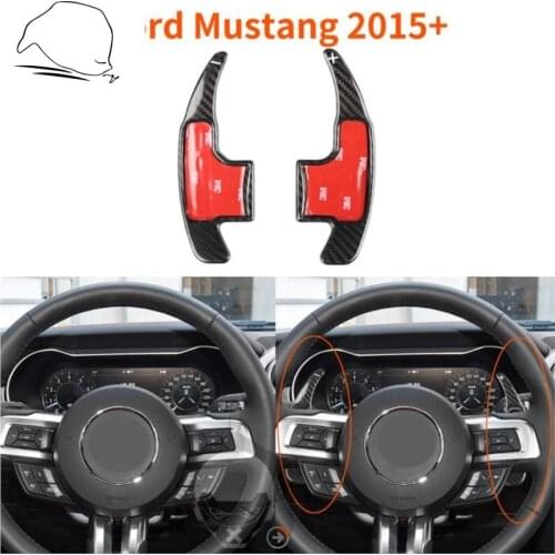 For Mustang Real Carbon Fiber Rear Steering Wheel Paddle Shifters Covers 2015 2016 2017 2018 2019 2020 Interior Car Accessories