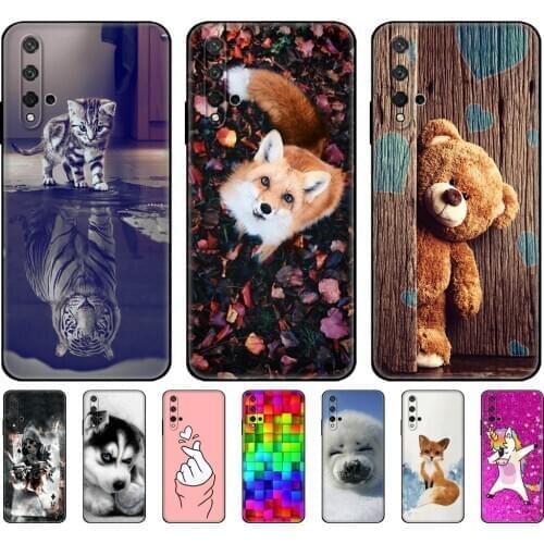 For Honor 20 Case Silicon Soft Back Phone Cover For Huawei Honor 20 Honor20 YAL-L21 YAL-L41 Luxury Coque Bumper black tpu case