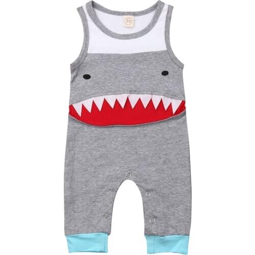 Lovely Newborn Baby Boys Cartoon Sleeveless Romper Jumpsuit Outfits Clothes Playsuit Baby Clothes