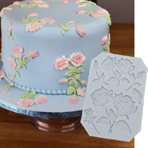 Rose Stems Molds Fondant Cake Decorating Tools Silicone Molds Sugarcrafts Chocolate Baking Tools for Cakes Gumpaste Form