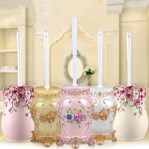 Multi-Colors Resin Toilet Brush Kit WC Brush Bathroom Cleaning Brush Holder with stand Set Bathroom Accessories