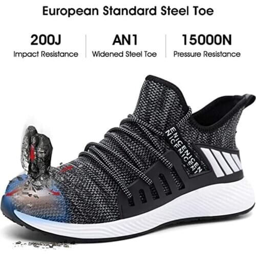 Steel Toe Mens Outdoor Anti Slip Breathable Protective Work Shoes Boots Mens Puncture Proof Safety Shoes