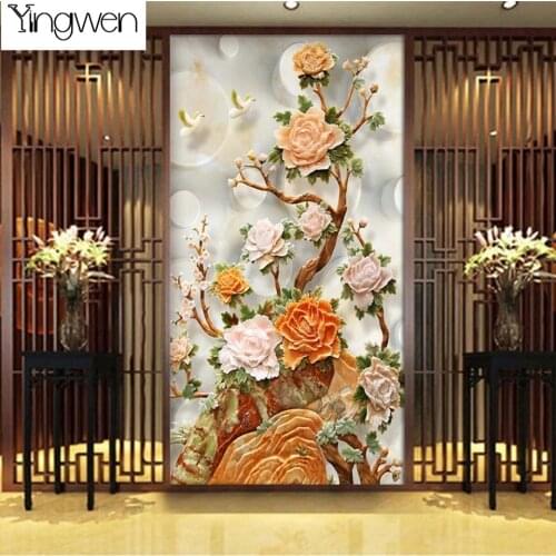 5D DIY Diamond Painting Red Rose Peony Flower Cross Stitch Kit Full Drill Embroidery Mosaic Art Picture Of Rhinestone Home Decor