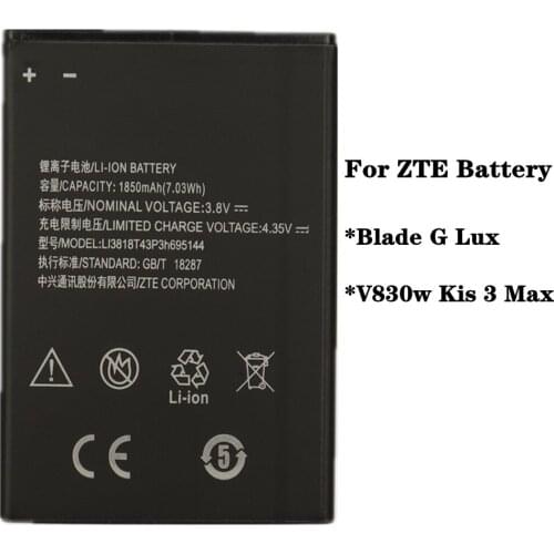 Newest Li3818T43P3h695144 1850mAh Battery For ZTE V830w Kis 3 Max / Blade G Lux Mobile Phone Battery High Quality Batteries