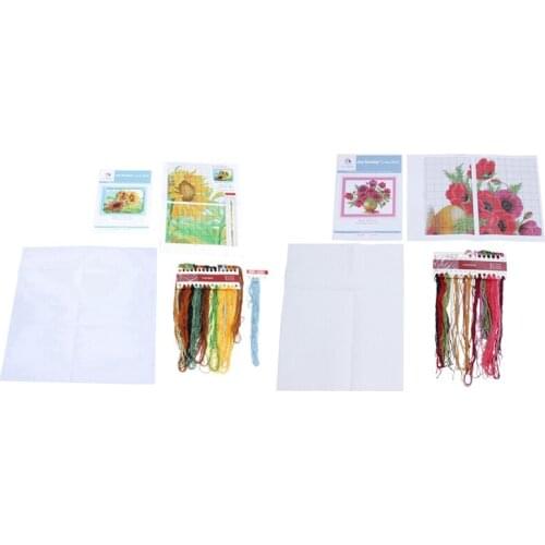 New Releases Cross Stitch Kits Patterns Embroidery Kit - Poppy Flower Vase 14CT 41X33cm & Wind Sunflower Pattern Retail