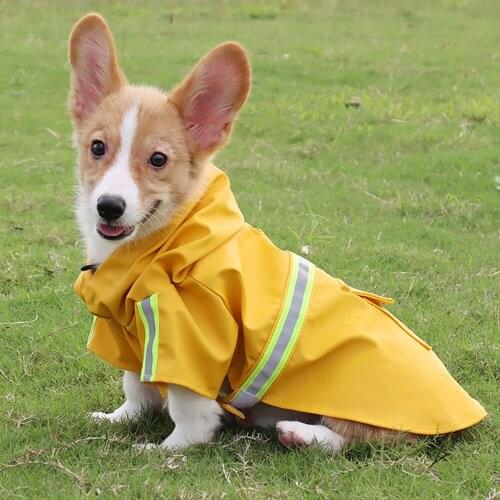 Pet Dog Reflective Raincoat Outdoor Waterproof And Breathable Puppy Coat Big Dog Hoodie Linkable Leash Raincoat Pet Clothe X-5XL