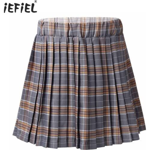 Kids Girls Pleated Skirt Japanese School Uniform Teenage Girls Mini A-line Plaid Skirts Student JK Skirt With Built-in Shorts