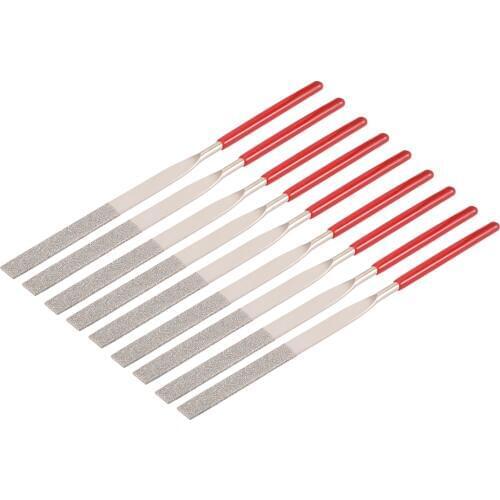 Uxcell 10Pcs 4mm x 160mm Flat Diamond Needle File 150 Grit for art craft or jewelry field for metal, wood, plastic, etc