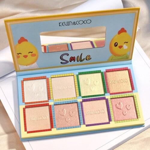 8 Color Chick Chick Powder, Bright Skin, Natural Nude Make-up, and The Same Cartoon. Highlighter Palette