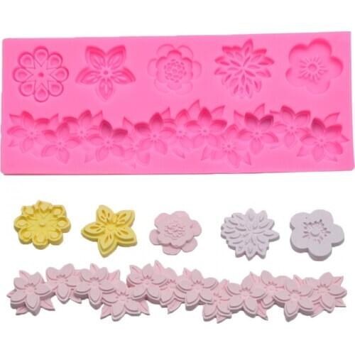 Sunflower Rose Flowers Shape Silicone Mold Cake Border DIY Decoration Chocolate Sugar Craft Polymer Clay Crafts 3D Mould Tools