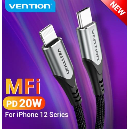 Vention MFi USB Type C Cable for iPhone 12 mini 11 8 Plus PD 18W Fast USB C to Lightning Cable for iPad USB C Charger Data Cable