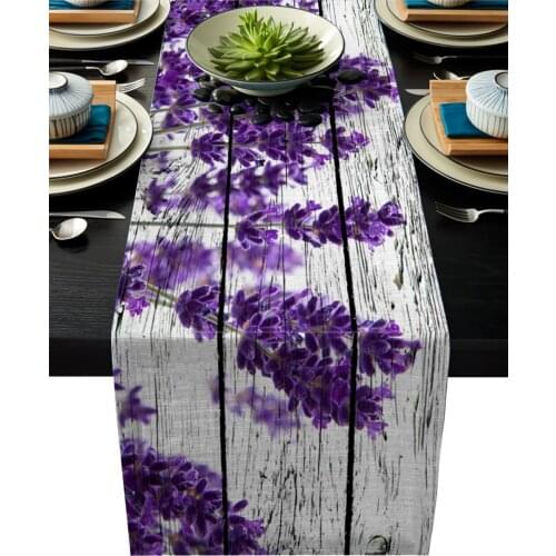 Purple Lavender Wood Vintage Purple Table Runner Modern Table Mat Coaster Decoration For Home Wedding Christmas Party